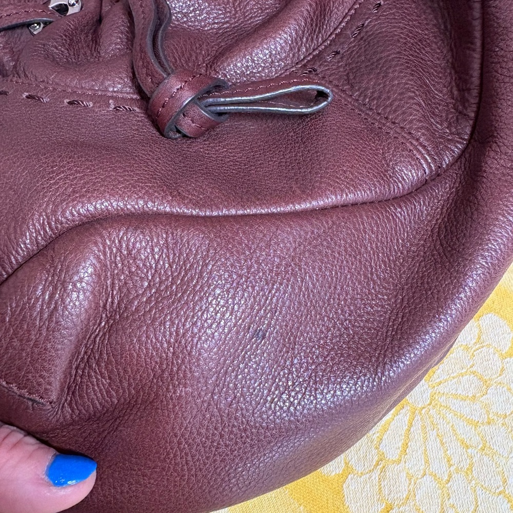 B. Makowsky genuine leather drawstring satchel / shoulder bag - Picture 5 of 7